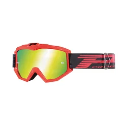 MOTOCROSS GOGGLES PROGRIP 3201 FL ATZAKI RED/BLACK - MIRRORED LENS ANTI-SCRATCH/ANTI U.V  - FOR GLASSES WEARERS -APPROVED AC-10170