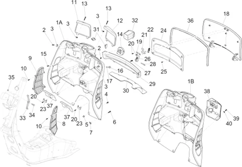 Coffre avant - Contre-tablier