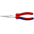 PINCE A BEC FIN PRO KNIPEX DEMI RONDE 200mm CHROME AVEC POIGNEE CONFORT ROUGE/BLEU (26 15 200)  -MADE IN GERMANY-