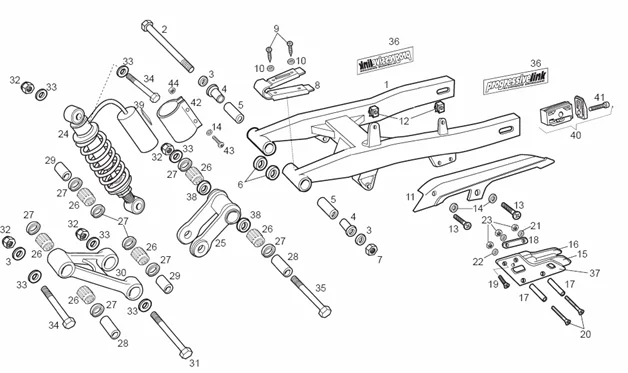 Fourche arriere - Amortisseur