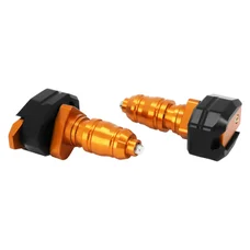 CRASHPADS/TOP BLOCK FOR KTM 125 DUKE - ALU CNC ANODIZED BLACK/ORANGE WITH LOGO (PAIR)  -AVOC