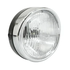 PHARE/PROJECTEUR CYCLO AVANT NOIR AVEC INTERRUPTEUR DIAM 140mm CASQUETTE CHROME (BA20D UNIVERSEL)  -SELECTION P2R-