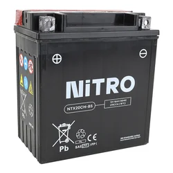 BATTERIE 12V 18 Ah NTX20CH-BS NITRO MF SANS ENTRETIEN AVEC PACK ACIDE (Lg150xL87xH161mm) (EQUIVALENT YTX20CH-BS)