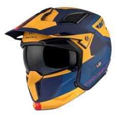 CASQUE TRIAL MT STREETFIGHTER SV S TOTEM C3 BLEU/JAUNE MAT L  SIMPLE ECRAN TRANSPARENT TRANSFORMABLE AVEC MENTONNIERE AMOVIBLE (LIVRE AVEC UN ECRAN SUPPLEMENTAIRE DARK) (ECE 22.06)