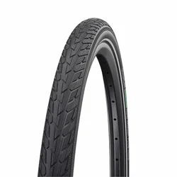 TYRE FOR URBAN/TREKKING BIKE - 700 X 35 SCHWALBE DELTA CRUISER PLUS BLACK RIGID   (35-622) REFLECTIVE -  REINFORCED GREEN GUARD