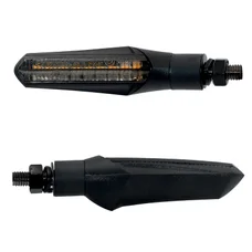 CLIGNOTANT SEQUENTIEL MOTO TAAC FR11 18 LEDS FUME/NOIR AVEC FONCTION FEU DE POSITION AVANT (M8 / LONG 94mm / H 24mm) (PAIRE) QUALITE PREMIUM  -HOMOLOGUE ECE-