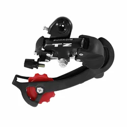 DERAILLEUR VTT ARRIERE P2R 8/7V. TZ CHAPE LONGUE NOIR A VISSER (COMPATIBLE SHIMANO JUSQU'A 30DTS) SUR CARTE