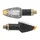 CLIGNOTANT MOTO AVOC GAMA A LEDS BASE ABS TRANSPARENT/NOIR TIGE COURTE (L 70mm / H 28mm / L 29mm) (HOMOLOGUE CE) (PAIRE)