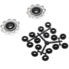 DERAILLEUR PULLEY- P2R  7/8 SPEED -ALUMINIUM-SILVER-ON BEARINGS 10 teeth (SET OF 2)