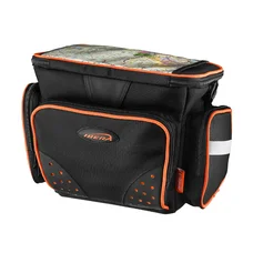 SACOCHE DE CINTRE/GUIDON VELO IBERA BAG NOIR LISERET ORANGE FIXATION CLIP (32x22x23Cm - 7L) - AVEC PORTE CARTE