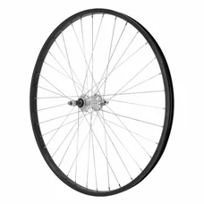 WHEEL FOR MTB - 26" REAR - ALU M110 Black - ALUMINIUM SILVER HUB for 6/7 Freewheel - SOLID SPINDLE (sold with nuts 10X100)