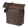 SHOULDER BAG FOR BICYCLE (or rear single bag) -  BASIL CITY SHOPPER VEGAN brown imitation leather LEFT/RIGHT 14/16Lt  - HOOKS ON CARRIER - WATERPROOF FOLDING CLOSING- REFLECTIVE.