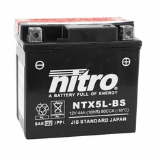 BATTERY 12V  4 Ah NTX5L-BS NITRO MF MAINTENANCE FREE-SUPPLIED WITH ACID PACK (Lg114xWd70xH105) (EQUALS YTX5L-BS)