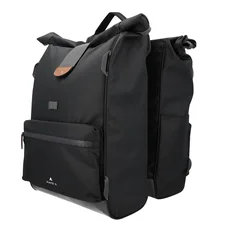 SACOCHE ARRIERE VELO DOUBLE HAPO.G ROLL-TOP 2x25L NOIR (61x33x16cm) - FIXATION VELCROS SUR PORTE BAGAGE
