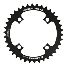 CHAINRING FOR E-BIKE - SINGLE 38teeth Ø104 BLACK TA E-SINGLE 4 ARMS ALU 7075 FOR BOSCH / BROSE / YAMAHA / GIANT / SHIMANO E-STEPS TA E-ONE