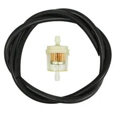 FUEL HOSE KIT 5x8  BLACK + PAPER CYLINDRIC FUEL FILTER Ø6 - (1M) (MADE IN FRANCE)