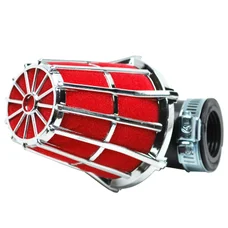 FILTRE A AIR REPLAY HEXAGONAL CHROME MOUSSE ROUGE FIXATION COUDE 90° DIAM 35/28