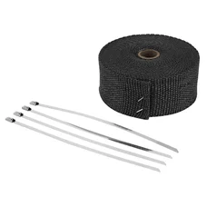 BANDE THERMIQUE ISOLANTE POUR ECHAPPEMENT MOTO NOIR LONGUEUR 10 M LARGEUR 50 mm (LIVREE AVEC 4 ATTACHES)  -P2R-
