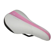 SADDLE- DDK FOR CHILDREN MISSION WHITE / PINK/SILVER PATTERN 240x160mm -STEEL RAIL - BLACK
