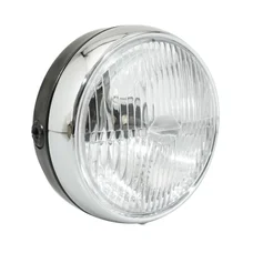 PHARE/PROJECTEUR CYCLO AVANT NOIR AVEC INTERRUPTEUR DIAM 140mm ENTOURAGE CHROME (BA20D UNIVERSEL)  -SELECTION P2R-