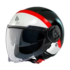 HELMET-OPEN FACE MT VIALE SV S 68 SOLID- A5 DUAL SCREEN- MATT BLACK /PEARL RED    XS (ECE 22.06)