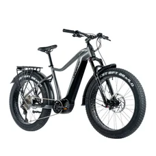VELO ELECTRIQUE/VAE VTT FAT BIKE 26 LEADER FOX BRASA ARGENT 11V MOTEUR CENTRAL PANASONIC GX ULTIMATE 36V 90Nm BATTERIE 20Ah (18'' - H45,7cm - TAILLE M - POUR ADULTE DE 165cm à 178cm)