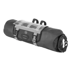 HANDLEBAR BAG FOR BICYCLE - WATERPROOF SKUAD BLACK - ON VELCRO TAPES- with map case (59X23cm - 10 Lt)