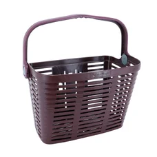 FRONT BASKET- PLASTIC - PRUNE - FOR EBIKE - WITH HANDLE - Wd 90mm - ON CLIPS (WITH ADAPTER Ø 22/26/32) - POIDS MAX 5 KGS
