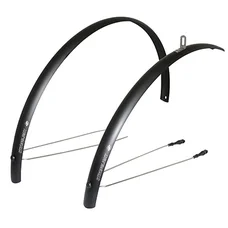 GARDE BOUE CITY/VTC TRINGLES 28'' STRONGLIGHT ALU R'LIGHT 48mm NOIR MAT (PAIRE) AVEC FIXATION CLASSIC TRINGLES INOX