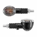 CLIGNOTANT UNIVERSEL REPLAY MICRO OVALE A AMPOULE BA9S TRANSPARENT/CARBONE AVEC TEMOIN BASE COURTE  (L 70mm / H 30mm / L 36mm) (HOMOLOGUE CE) (PAIRE)