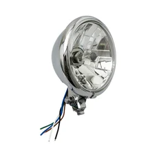 PHARE/OPTIQUE MOTO AVOC VINTAGE DIAM 130 mm CUVELAGE OPTIQUE LISSE LAMPE H4 60/55W + FEU DE POSITION CHROME  (HOMOLOGUE CE)