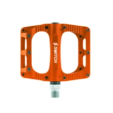 FLAT PEDAL FOR MTB/DOWNHILL/ BMX SWITCH FREERIDE ALUMINIUM ORANGE - thread 9/16 with grips (PAIR) 100x90mm