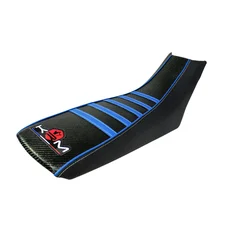 HOUSSE DE SELLE 50 A BOITE KRM PRO RIDE POUR DERBI 50 DRD X-TREME 2011>2017, DRD RACING 2005>2010, DRD EVO 2008>2010/GILERA 50 SMT 2011>2017 NOIR/BLEU