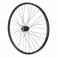 ROUE VTC 700X45 KARGO / VAE / E-BIKE ARRIERE DISQUE ET V-BRAKE NOIR DOUBLE PAROI AVEC OEILLETS MOYEU VELOX DISQUE 6 TROUS CASSETTE 11/10/9V. (RENFORCE) JANTE 25C 32 RAYONS NOIRS