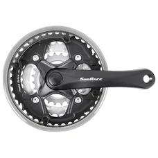 PEDALIER VTT SUNRACE 7/8V. FCM51 ACIER NOIR 152mm 42-34-24 AVEC PARE CHAINE