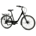 VELO MUSCULAIRE CITY BIKE 26 LEADER FOX DOMESTA 2025 FEMME NOIR 7V CADRE ALU 19 POUCES (TAILLE ADULTE 175 à 183 cm)