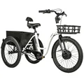 TRICYCLE ELECTRIQUE/VAE CITY LEADER FOX 24" LOVELO 2025 MIXTE BLANC BRILLANT 3V SHIMANO NEXUS MOTEUR ROUE AV BAFANG 36V 45Nm BATTERIE 16,7Ah (AVEC DIFFERENTIEL)