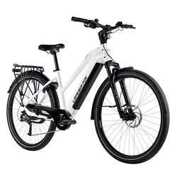 VELO ELECTRIQUE/VAE VTC 29 LEADER FOX SANDY FEMME BLANC BRILLANT 9V MOTEUR ROUE AR BAFANG 36V 45Nm BATTERIE 20Ah (16,5'' - H43cm - TAILLE S - POUR ADULTE DE 158cm à 168cm)