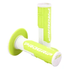 GRIP- PROGRIP OFF ROAD 801 DUAL DENSITY - FLUO DESIGN WHITE/YELLOW 115mm (PAIR) (CROSS/MX)