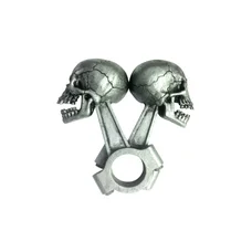 AUTOCOLLANT/STICKER LETHAL THREAT 3D SKULL PISTON ARGENT