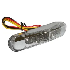 FEU ARRIERE 50 A BOITE/MOTO TRIANGLE TRANSPARENT A LEDS SANS  ECLAIRAGE DE PLAQUE (6 LEDS ROUGES) (HOMOLOGUE CE)  -REPLAY-