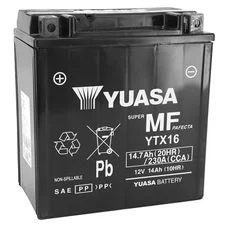 BATTERIE 12V 14 Ah YTX16-BS YUASA ACTIVEE EN USINE PRETE A L'EMPLOI  (Lg150xL87xH161mm)
