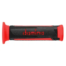 REVETEMENT POIGNEE DOMINO MOTO ON ROAD A350 GRIS ANTHRACITE/ROUGE OPEN END 120mm (PAIRE)