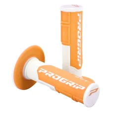 GRIP- PROGRIP OFF ROAD 801 DUAL DENSITY - FLUO DESIGN WHITE/ORANGE 115mm (PAIR) (CROSS/MX)