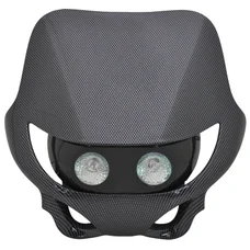 PLAQUE PHARE/TETE DE FOURCHE 50 A BOITE UNIVERSEL REPLAY ENDURO HALOGENE 2x20W CARBONE (AVEC FIXATIONS)