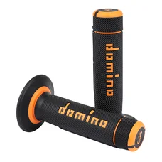 REVETEMENT POIGNEE DOMINO MOTO OFF ROAD A020 NOIR/ORANGE CLOSED END 120-123mm (PAIRE)