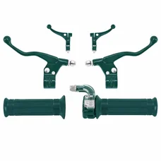 GAS HANDLE+LEVERS - KIT FOR MOPED- TARGA MINI METALIC / DARK GREEN  -SELECTION P2R-