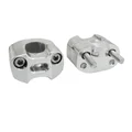 HANDLEBAR RISER-REPLAY-ALUMINIUM-UNIVERSAL 28,6mm/22,2 mm - Centers 38 mm - SILVER (STAINLESS SCREWS M7) (PAIR) (H40 x W55 x l35 mm)