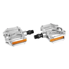 FLAT PEDAL FOR MTB- DOWNHILL - NEWTON -ALUMINIUM- SILVER 9/16" ON BEARINGS (PAIR)