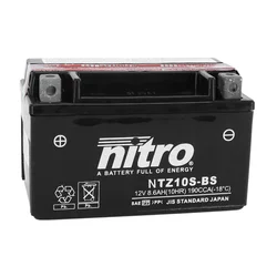 BATTERY 12V  8,6 Ah NTZ10S-BS NITRO MF MAINTENANCE FREE WITH ACID PACK  (Lg150x wd87xH93mm)